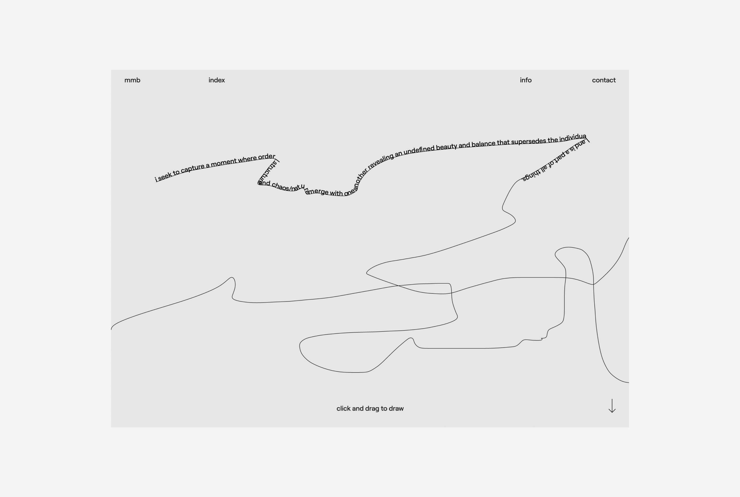 website landing page with gray background and hand drawn line as artwork across the page
