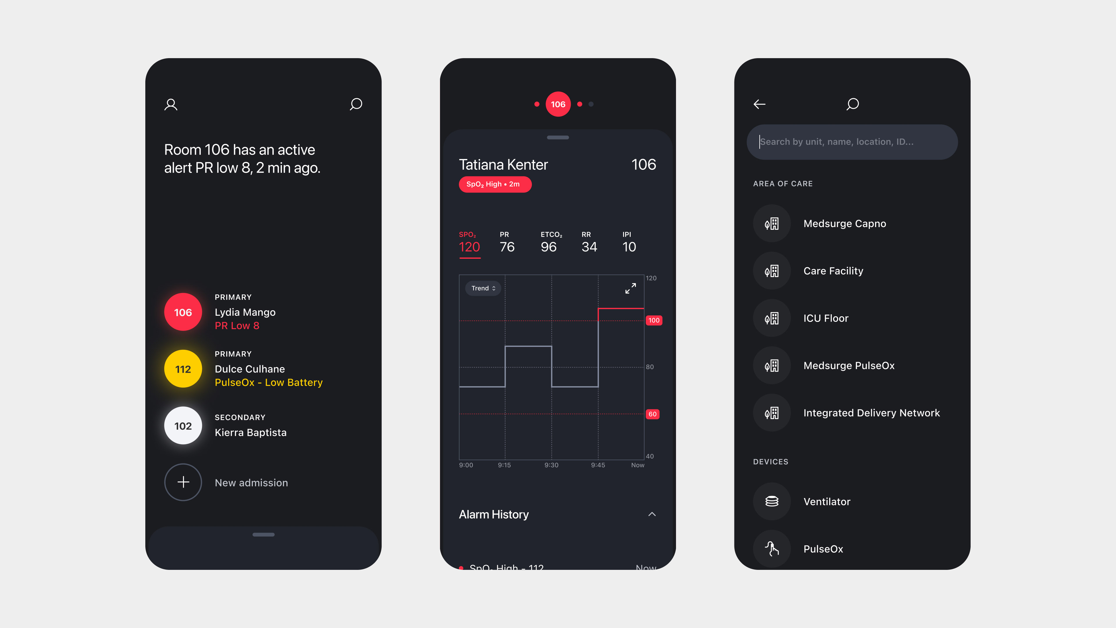 a montage of several app screens with light gray-purple interfaces sprinkled with alerts in pink, yellow, and blue. lots of charts and data laid out in a simple and digestible way